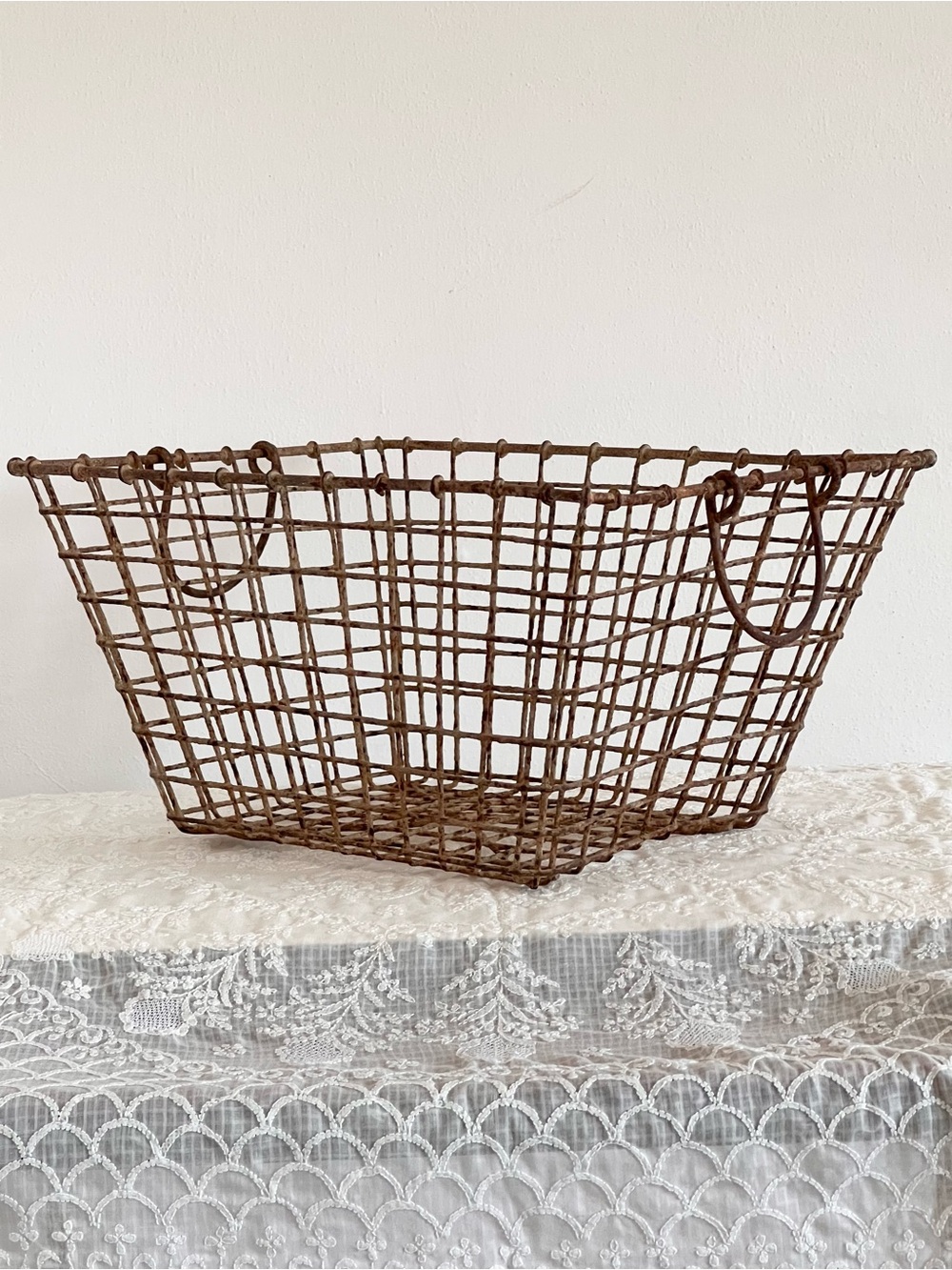 Antique French Oyster Basket with Handles Chateaucore